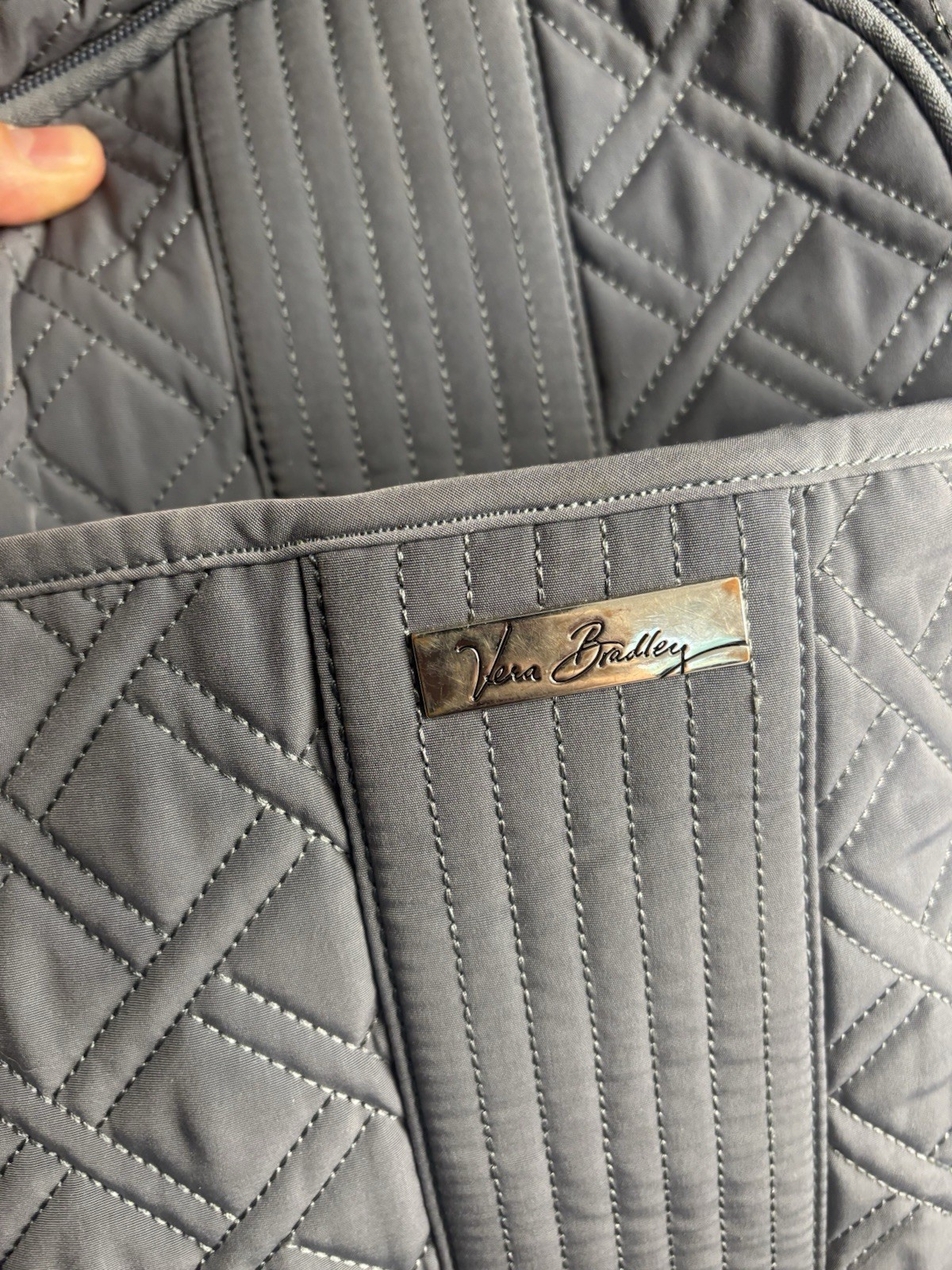 Vera Bradley Gray Microfiber Backpack Travel Bag - image 8