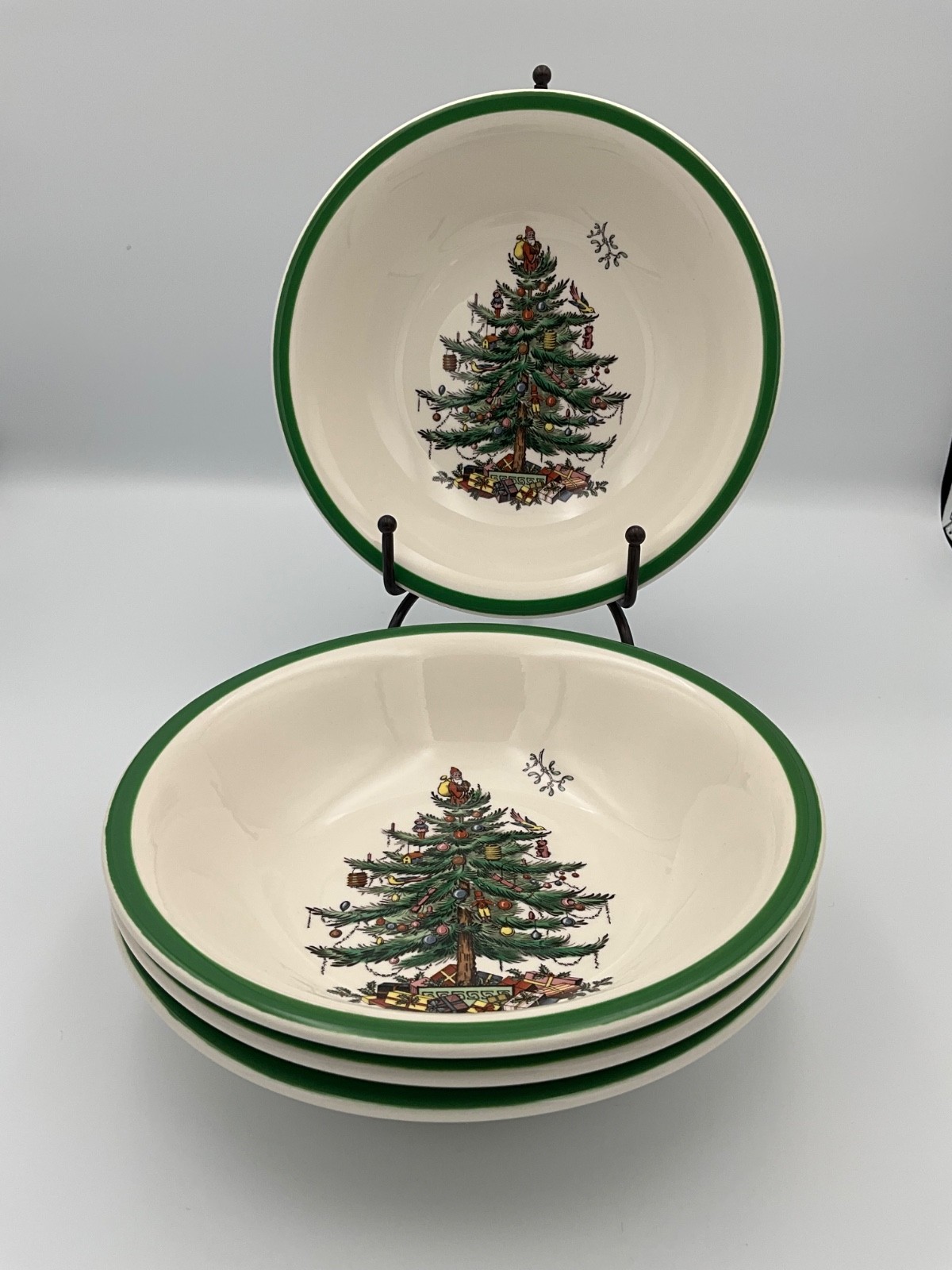 Spode Christmas Tree England 4 Ascot Coupe Cereal Bowl / Dish 8"