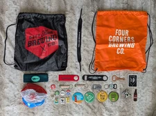 Various Craft Brewery Promo Lot - Backpacks, Pins, Bottle Openers, Stickers, etc