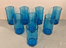 8 Vintage Anchor Hocking Finlandia MCM Laser Blue 12 oz Water Glass Tumblers