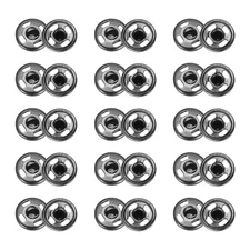 50 Sets Sew-on Snap Buttons, 7.5mm Metal Press Studs Buttons(Light Black)