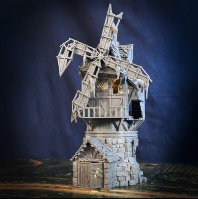 Tabletop Gelände Gebäude Zerstörte Windmühle Ruine Mittelalter 28mm