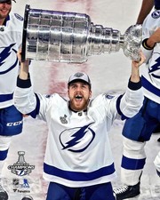 Erik Cernak Lightning Unsigned 2020 Stanley Cup Champions Raising Cup Photo