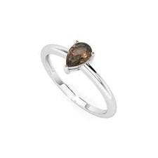 Solitaire Pear Cut 0.50CT Simulated Smoky Quartz Anniversary Women's Silver Ring