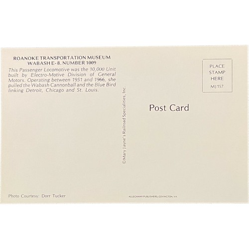 Alte Postkarte, Lokzug, Roanoke, Wabash E-8, Nr. 1009 - Bild 2 von 3