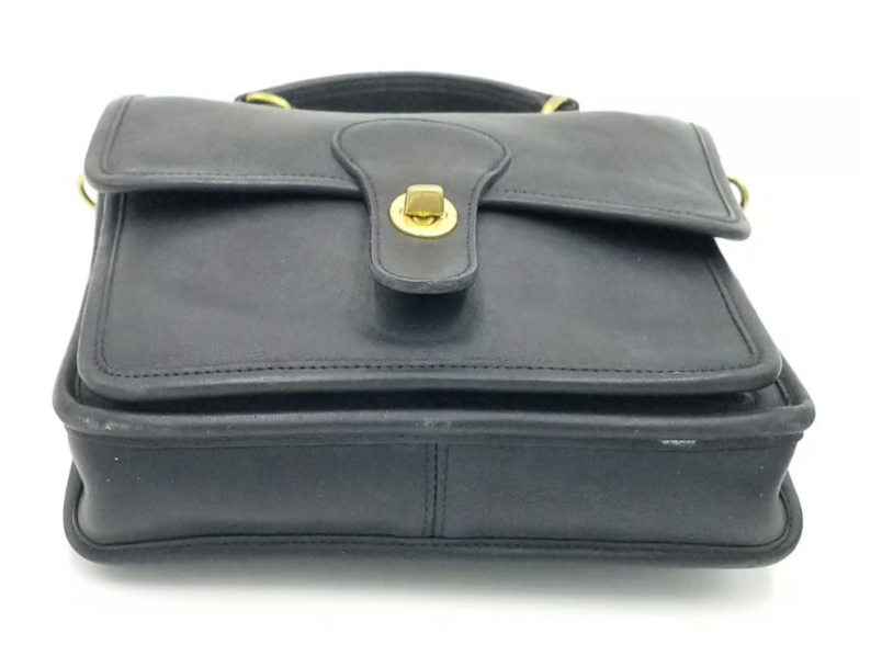 Coach Vintage Black Leather Crossbody With Turnlock Closure