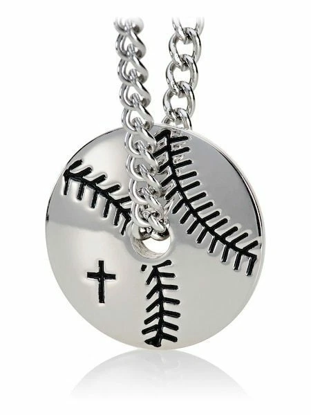 Collar colgante de béisbol de acero inoxidable para hombre - Phil 4:13 escudos de fuerza Foto 2 de 4