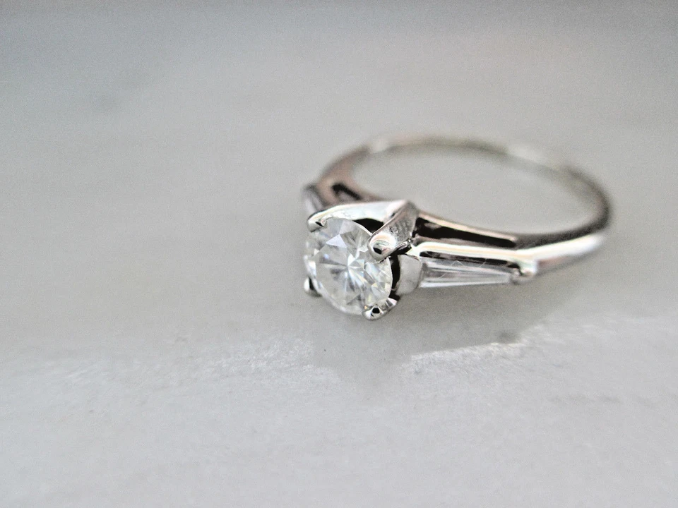14k or Blanc 1/2Ct Forever Moissanite 0.45Ct Naturel Bague Diamant - Photo 1/4