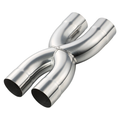 Stainless Steel Polished X-Pipe 2.5'' Inlet, 2.5'' Outlet, 12'' Overall Length