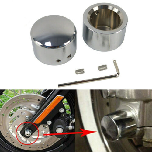 CNC Chrome Front Axle Cap Nut Covers For Harley Touring Road King Electra Glide - Foto 1 di 8