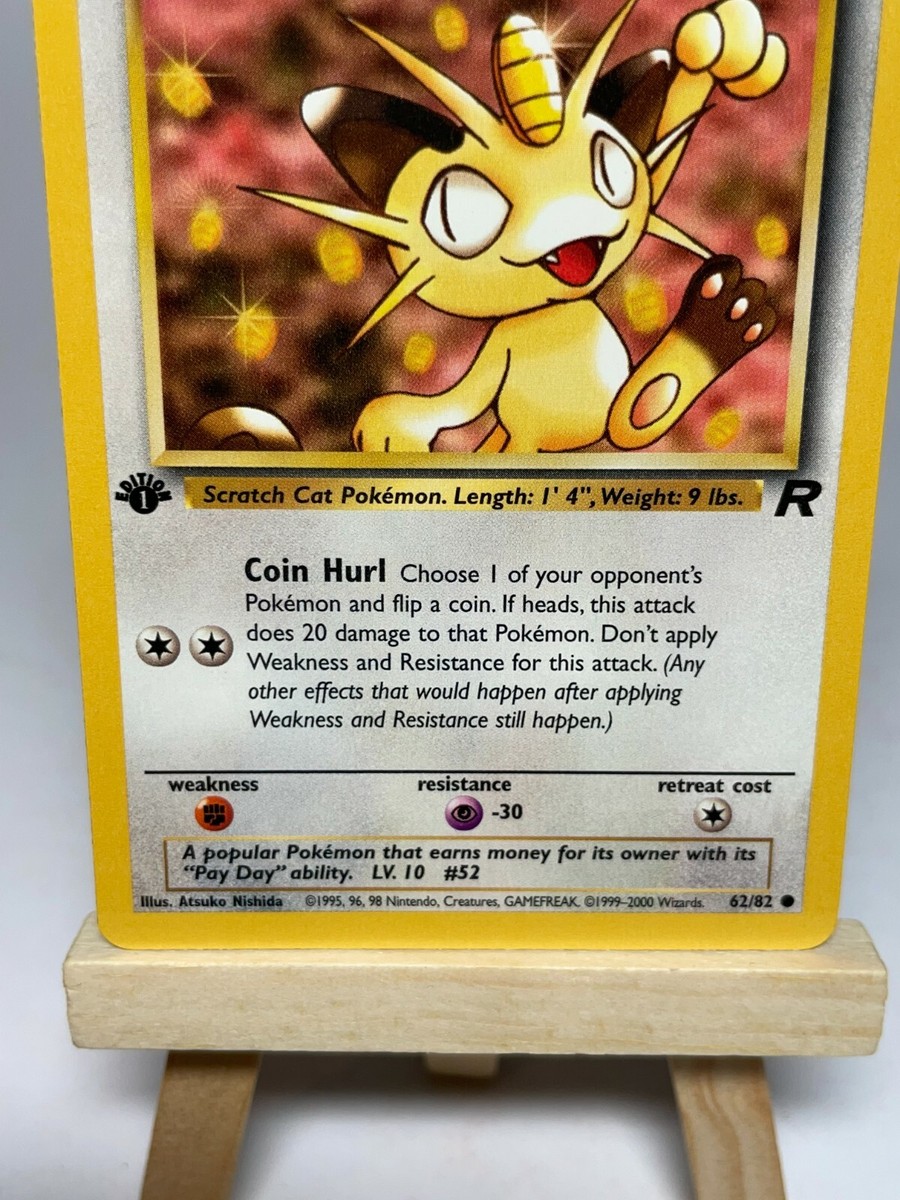 Pokemon Team Rocket Meowth 62/82 1st Edition NM-MT Never