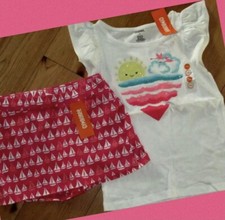 NWT Girls 12 GYMBOREE  HOP N ROLL  Cotton White/Pink Sailboat SKORT  heart TOP