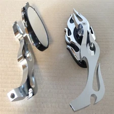 Motorcycle Flame Style Rearview Mirror for Any Cruiser Chopper Custom Chrome