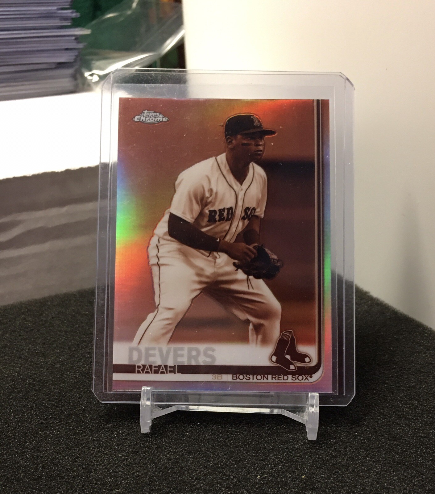 Rafael Devers Sepia Refractor 2019 Topps Chrome card 184 Boston Red Sox