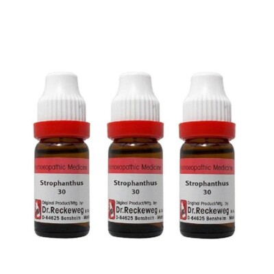 3 X Reckeweg Germany Strophanthus Hispidus 30CH,11ml Tones up Weak Heart