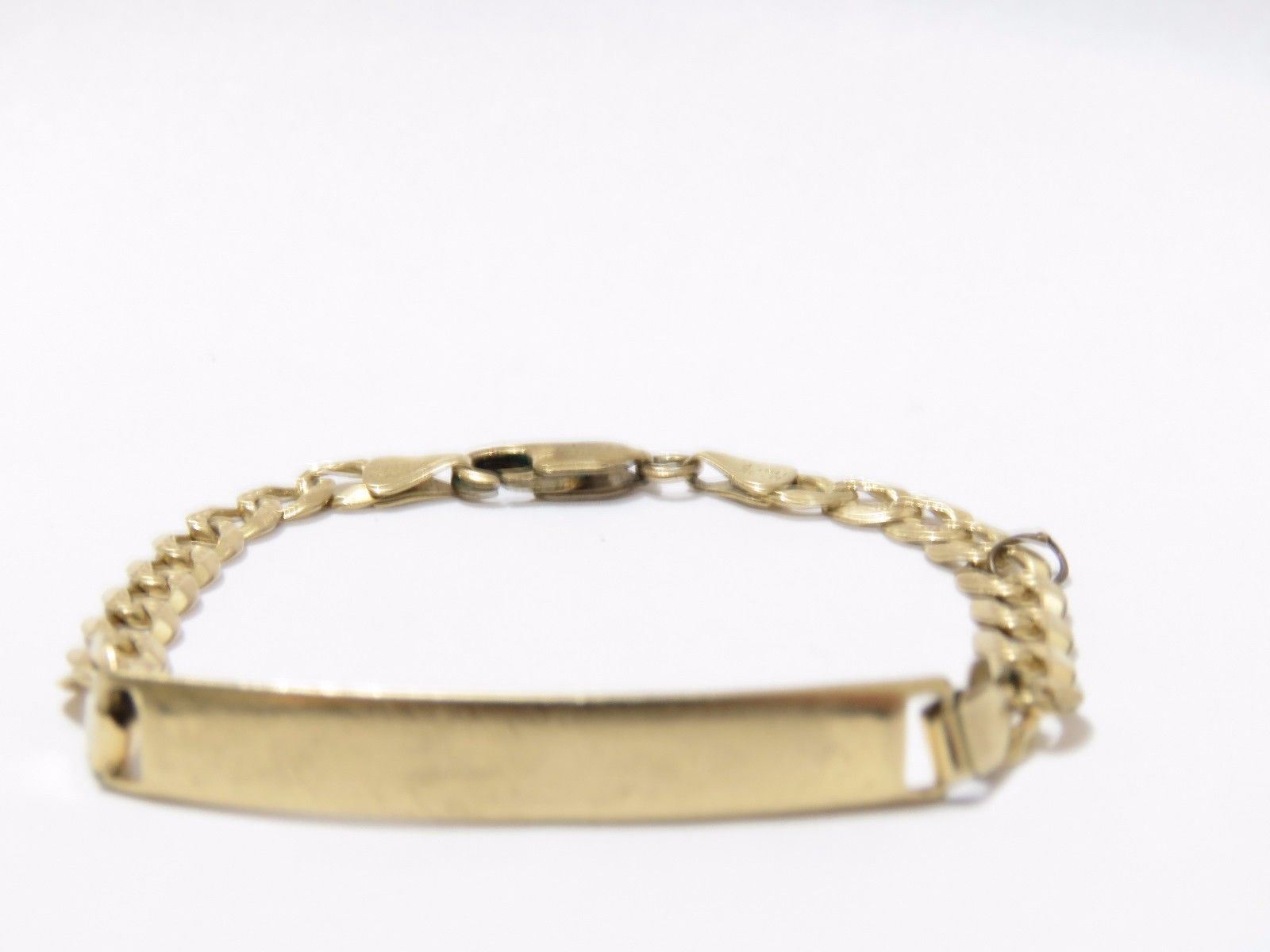 14k Yellow Gold Identification ID Bracelet Italian 7" Gem