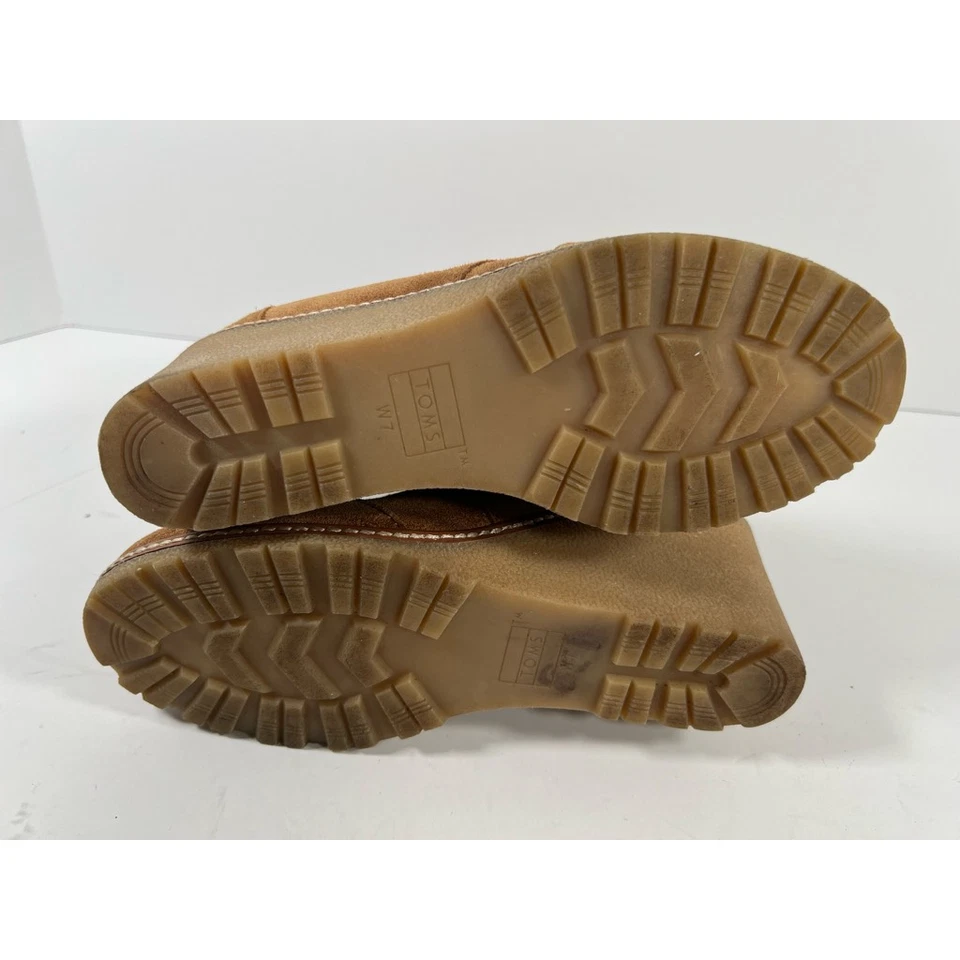 Botines Toms Mujer Desert Cuero Marrón Tacón Bajo Cuña Con Cordones 7 Foto 2 de 4