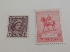 Australian 1d Queen Elizabeth and 2d red 1935 Silver Jubilee mint