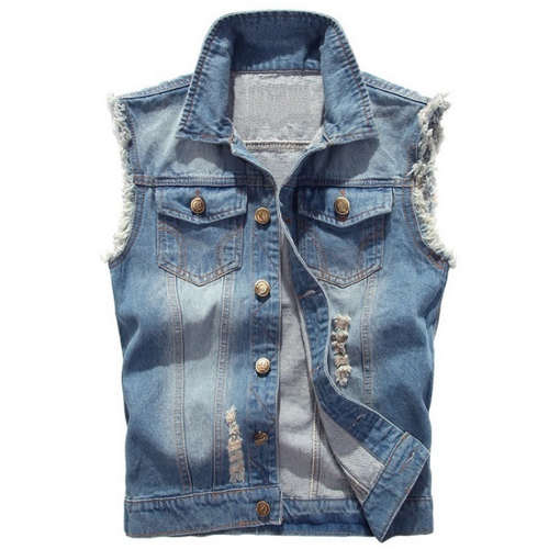 Mens Denim Vest Jean Jacket Waistcoat 