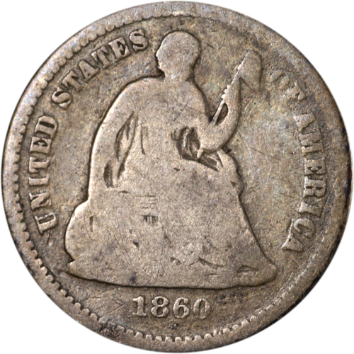 1860-P Sentated Liberty media moneda de diez centavos grandes ofertas de The Executive Coin Company - Imagen 1 de 2