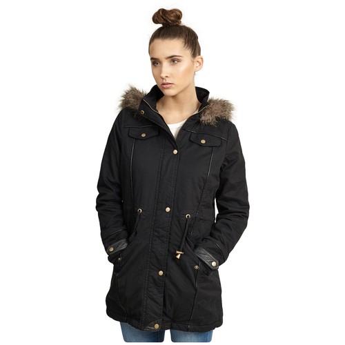 BRAVE SOUL WOMENS PADDED PARKA COAT FUR 