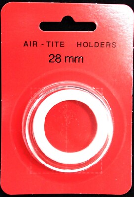 28mm AIRTITE COIN CAPSULE HOLDER White Ring Lg Cent Wreath Lg Cent Cornet1816-36