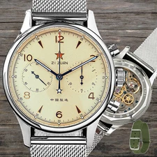 SEAGULL 1963 Luminous 40mm GOLD SWAN NECK Sapphire Chrono Men Watch SU1962M40X