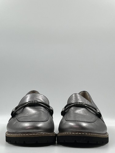 Zapatos Mocasines Trotters Mujer FIORA Metálicos Plateados Cuero Acolchados Talla 6 M - Imagen 4 de 15