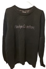 Vtg Harley Davidson Oversized Sweater Grunge Moto Retro Embroidered Dark Moody