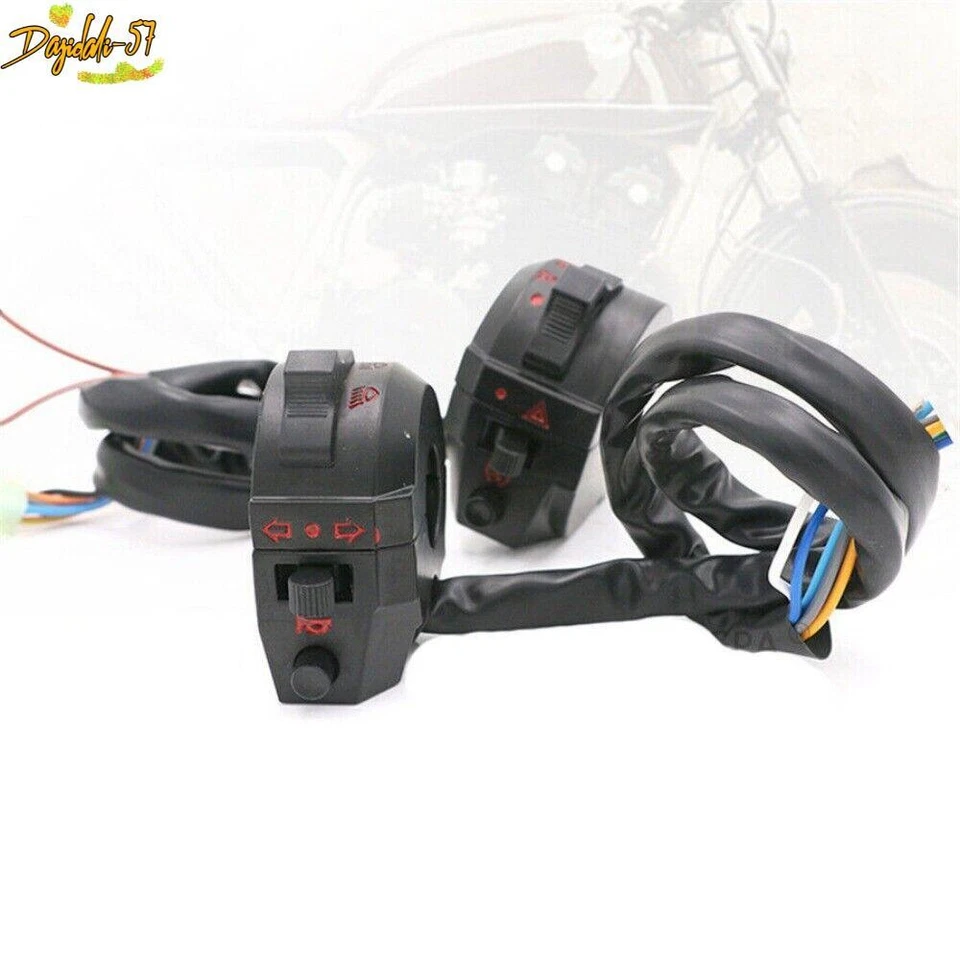 1 Pair 7/8" Motorcycle Handlebar Control Switch Turn Signal Horn ON/OFF Parts - Image 2 of 4