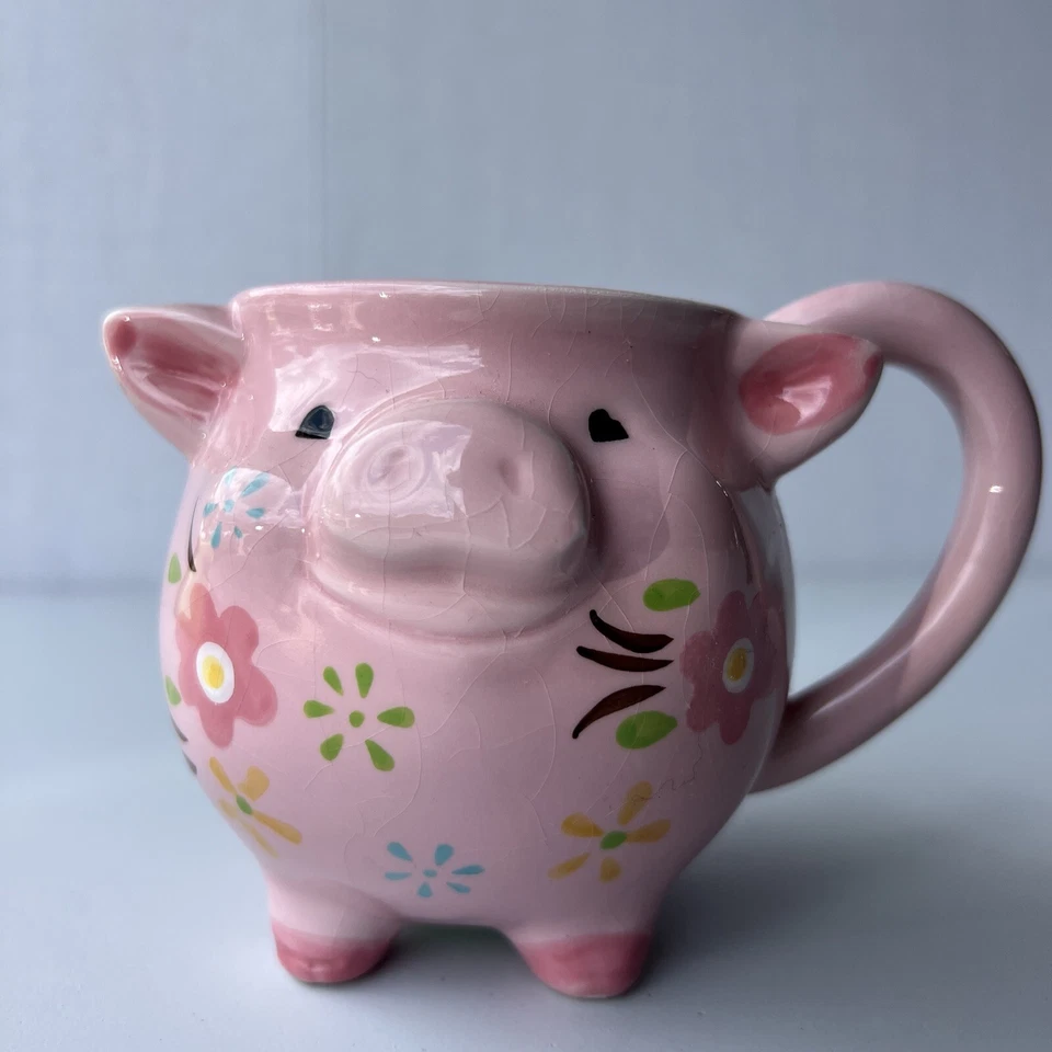 Taza floral rosa Boston Warehouse loza cerdo Foto 2 de 4