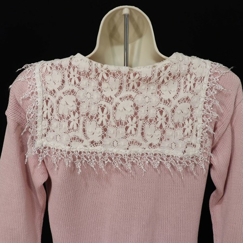 Gunne Sax Jessica McClintock VTG 80's Long Sweater Lace Collar S Small Prairie - Picture 6 of 11