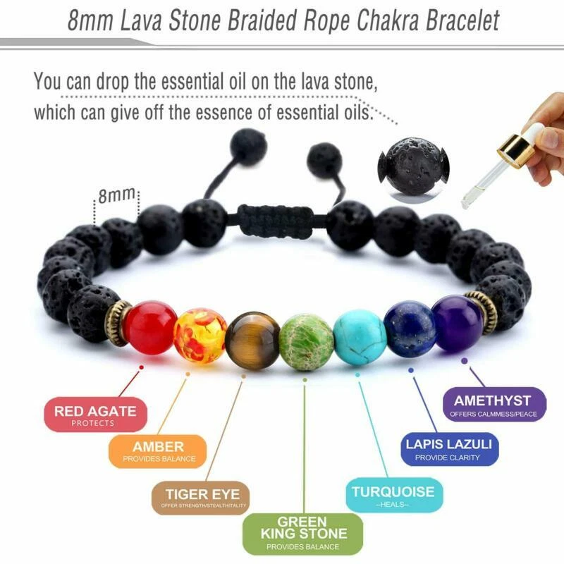 Reiki Chakra Bracelet Seven Healing Gemstone Beads