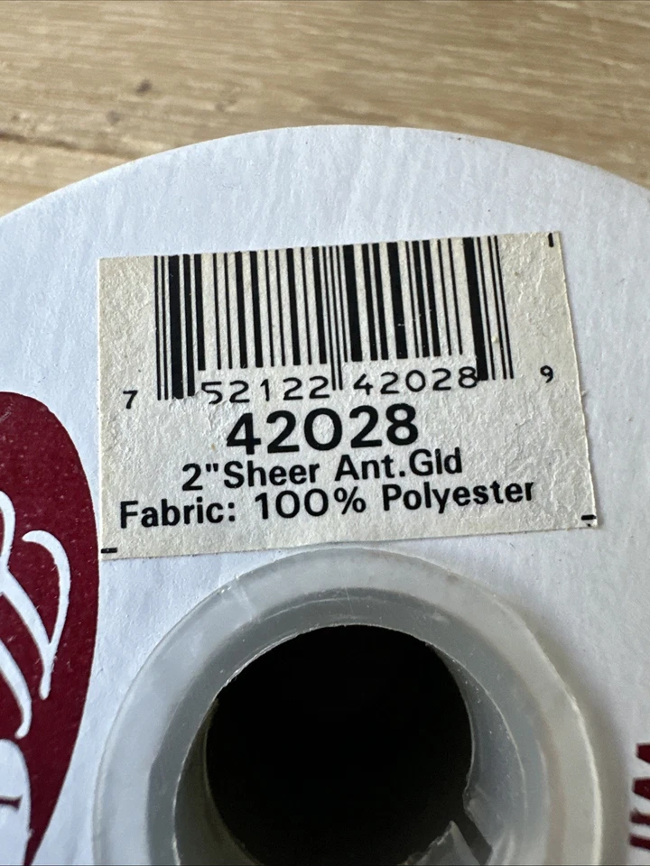 Lot Of 3 Ribbon Rolls Wire Edge Antique Gold Sheer Metallic Holiday 2” x 10 Yds - Image 3 of 4