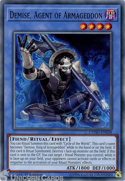 CYHO-EN028 Demise, Agent of Armageddon Common 1st Edition Mint YuGiOh Card
