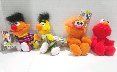 Sesame Street Beans Tyco 8'' Plush Elmo, Bert & Ernie, Zoe Collectible Lot NWT