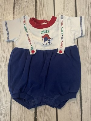 Vintage Magic Years Baby One Piece Fire Chief Dog 3-6 Month Outfit 90s