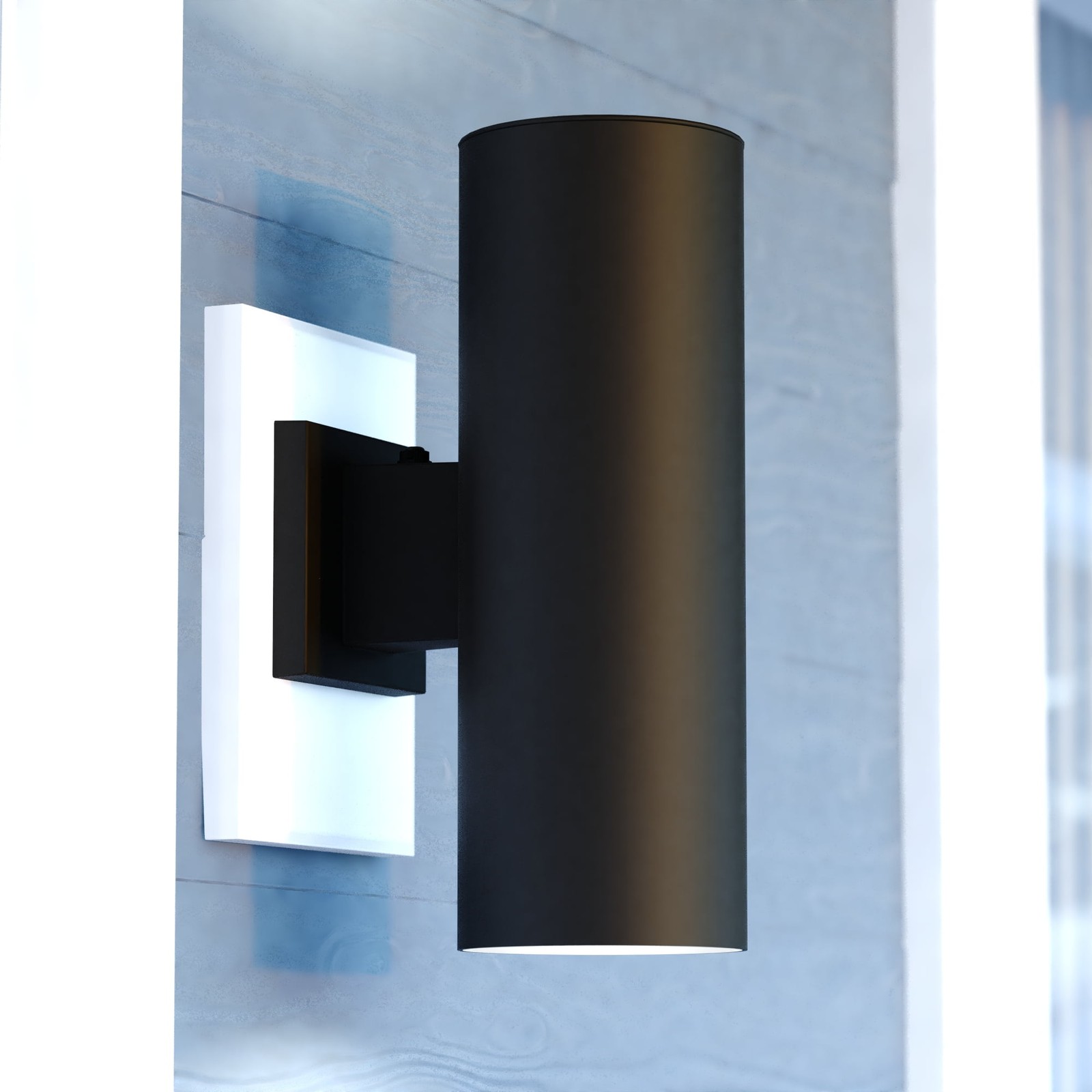 Vaxcel Chiasso Outdoor Wall Sconce 2-Light Black Aluminum Cylinder Up and Down 8590₽