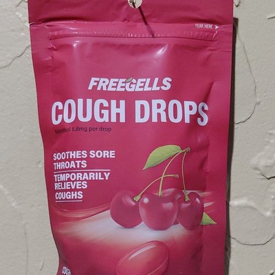 Freegells Cherry Menthol Cough Drops Lozenges 5.8mg Exp 09/2027 Adult Oral