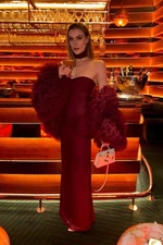 MIRROR PALAIS Burgundy 'The Starlite' Maxi Dress $1370 Size XL