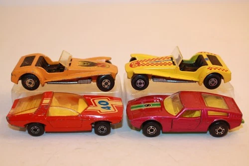 Four (4) Vintage 1971-1972 Matchbox Cars LOTUS / MASERATI / VAUXHALL GUILDSMAN