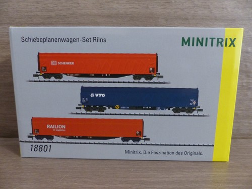 Minitrix N 18801 Schiebeplanenwagen-Set Rilns  Bauart Rils 652 in OVP | Condition: Neu