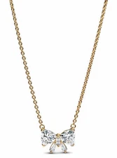 Butterfly Sparkling Bow Necklace, 925 Sterling Silver, Gift for Her, Birthday gi