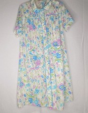 VTG 60's Women Duster House Coat Snap Front Closure Pockets Cotton Blend Size M