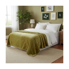 Tache Green Sherpa Bed Blanket - Earth Day - Spring Chartreuse Embo... Fast Ship