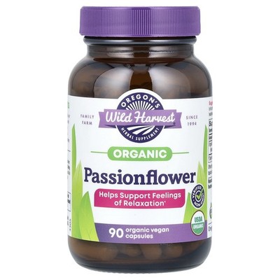 Organic Passionflower, 90 Organic Vegan Capsules (400 mg per Capsule)