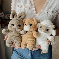 Handmade Crochet Animal, Bunny Bear Sheep Amigurumi Plush