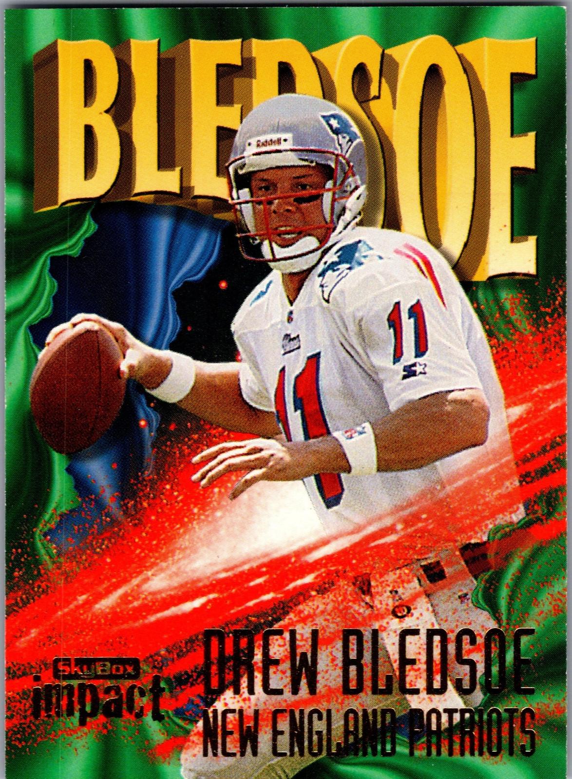 1997 Drew Bledsoe SkyBox Impact #11 New England Patriots Football LP