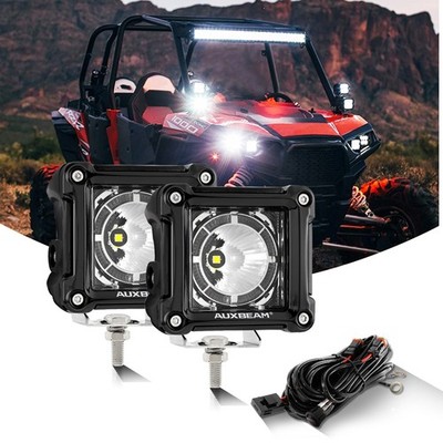 AUXBEAM 3Inch LED Driving Light Cube Pods Work Ditch Fog Light Bar SPOT for Jeep