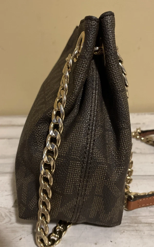 Michael Kors MK Jet Set Signature Brown Cream MK Chain Messenger Crossbody Bag - Image 4 of 4